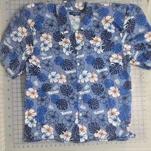 Kids Tropical Blue Floral Button Down Shirt